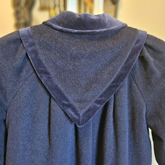 Vintage LC Tailorwear England Wool Swing Coat Navy Blue Girls 10 Velvet trim 60s - Picture 9 of 9